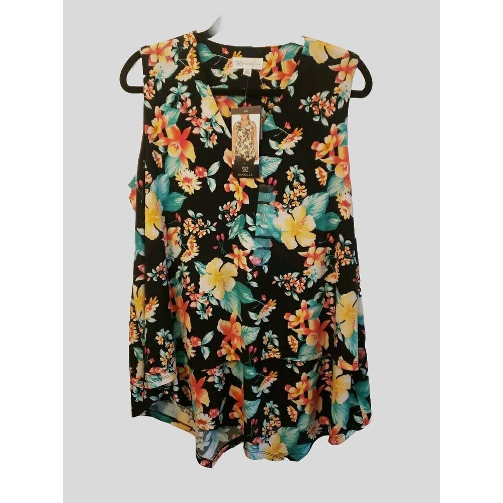 Rafaella multicolor top size 1X NWT Floral Sleeveless Sportswear Layered Tummy